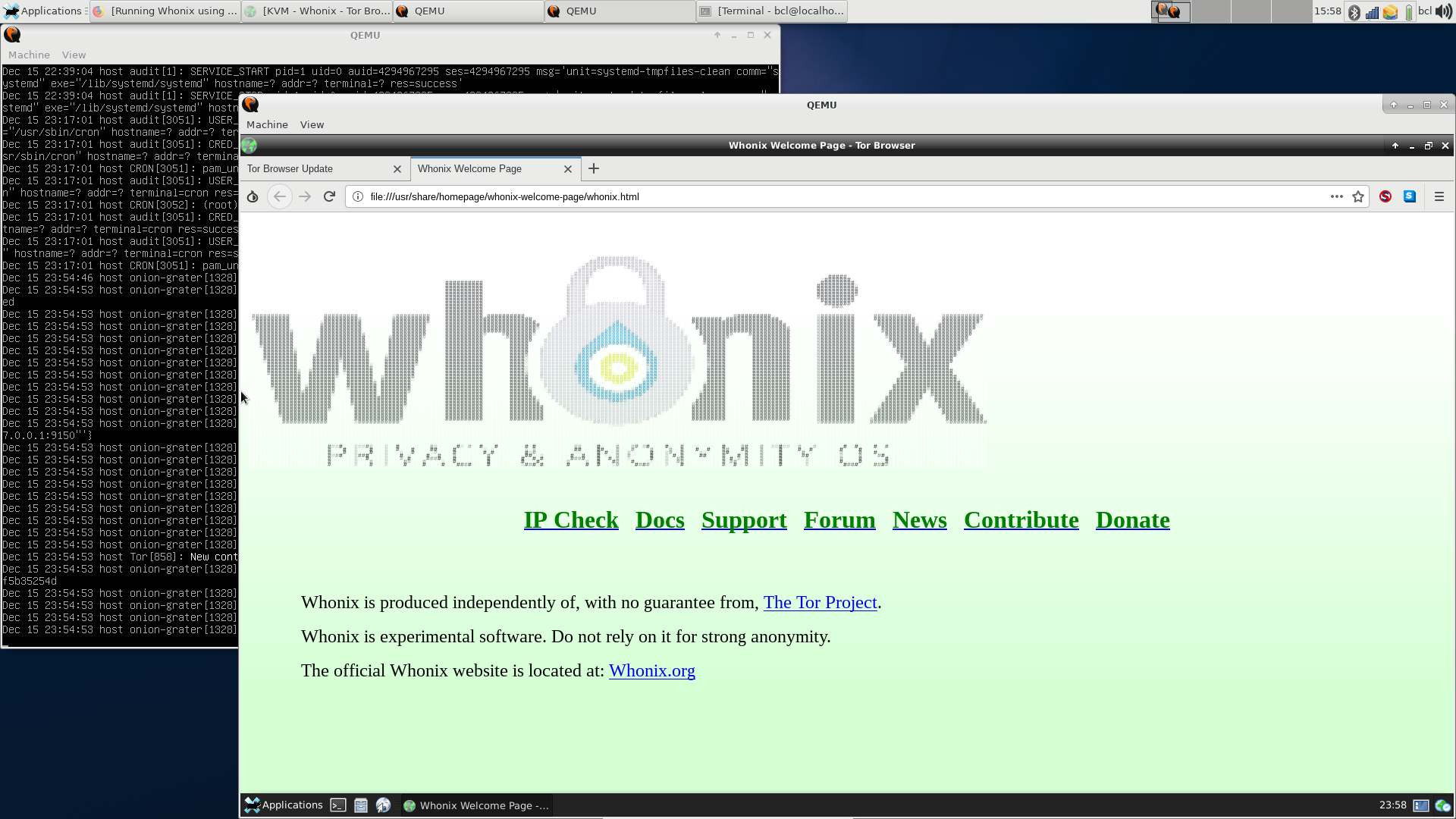 Running Whonix using QEMU as a user